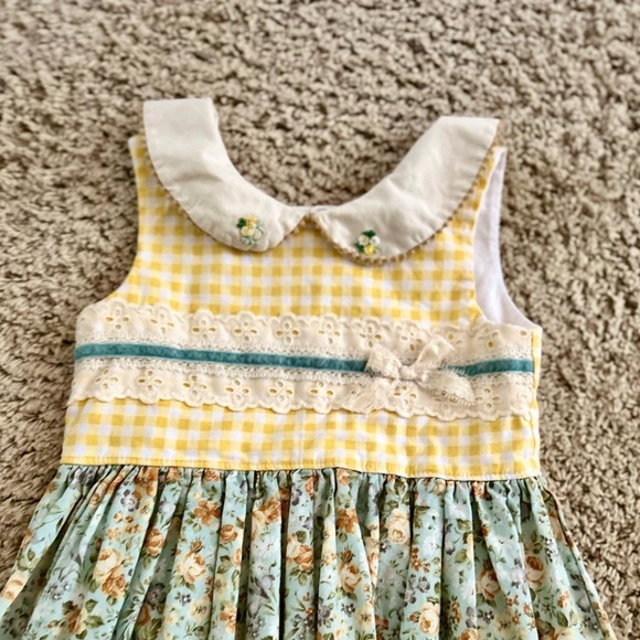 JK Heirloom Yellow Floral Girls Boutique Dress Size 6 - Picture 9 of 13